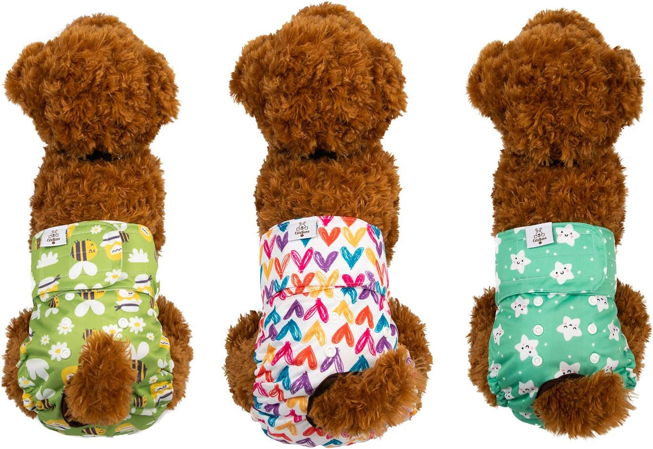 Dog Diapers Female Washable Small Medium Large 3 Pack Reusable Doggie Diapers Puppy Period Pants for Doggy Heat Cycle Peeing D29XS