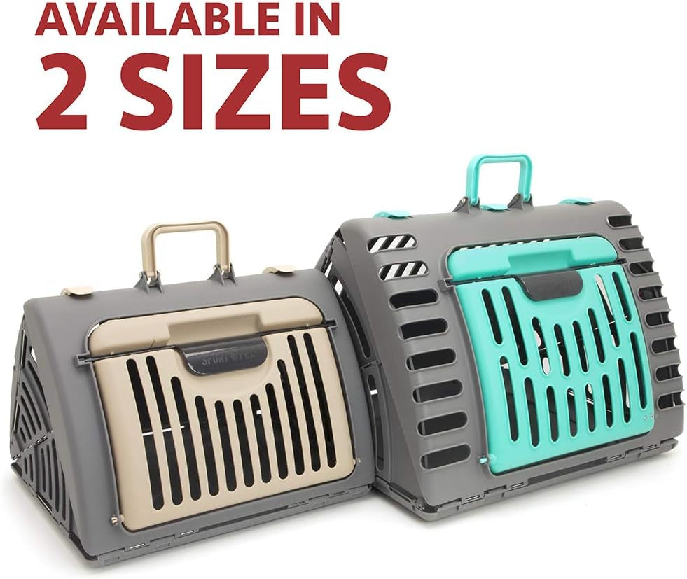 Sport Pet Designs Foldable Travel Cat Carrier - Front Door Plastic Collapsible Carrier Collection, Waterproof Bed