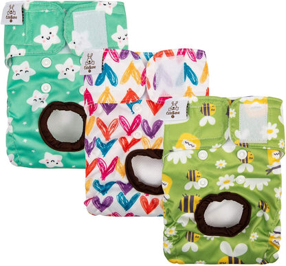 Dog Diapers Female Washable Small Medium Large 3 Pack Reusable Doggie Diapers Puppy Period Pants for Doggy Heat Cycle Peeing D29XS