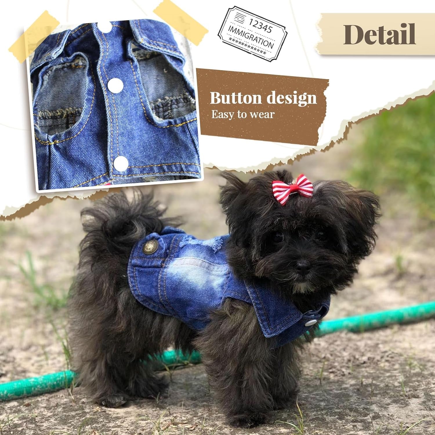 Pet Vests Dog Denim Jacket Hoodies Puppy Jacket for Small Medium Dogs